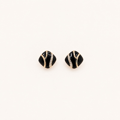 Black crystal stud earrings for women