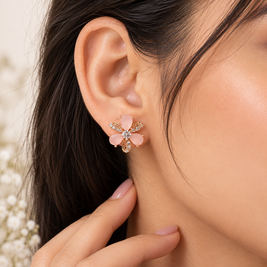 Statement floral studs with crystal detailing
