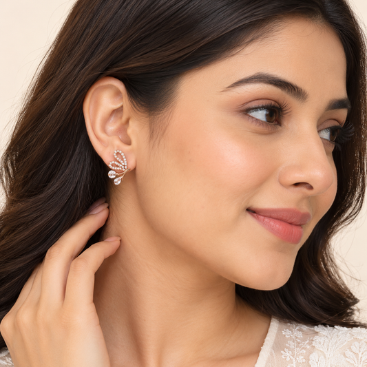 Rose gold statement earrings with pear-cut stones