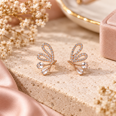 Anovra crystal leaf studs for party wear