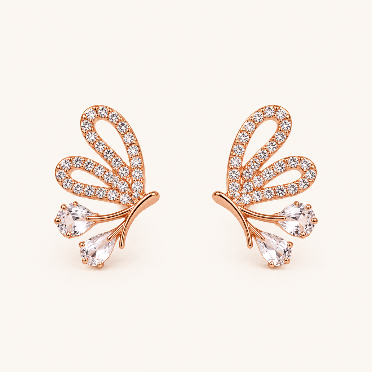 Crystal Leaf Studs