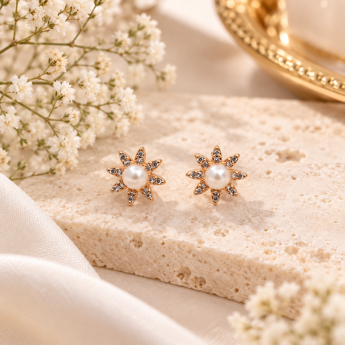 Pearl Flower Studs