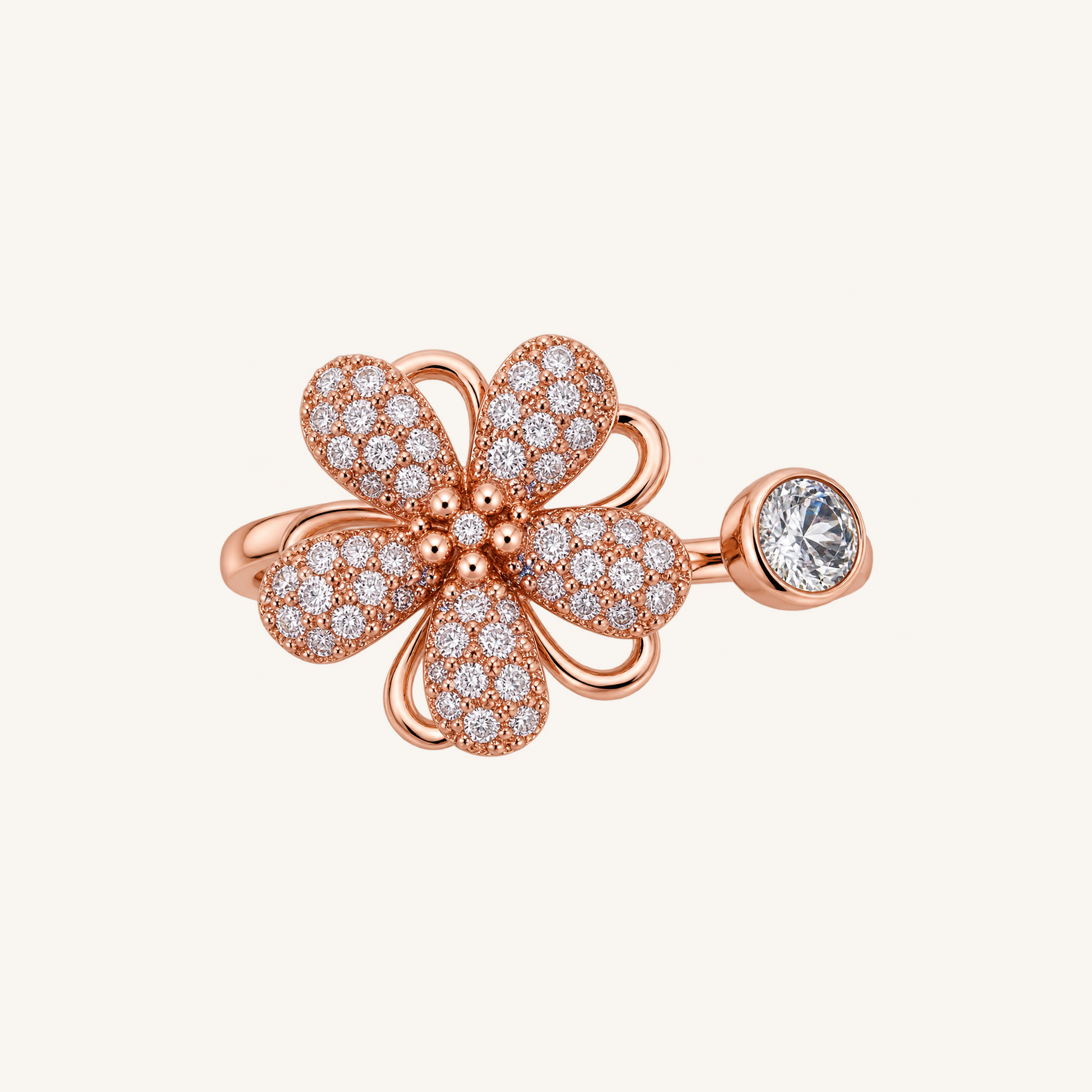 Rose Gold Pavé Floral Cluster