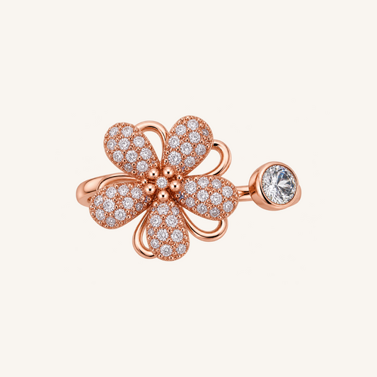 Rose Gold Pavé Floral Cluster