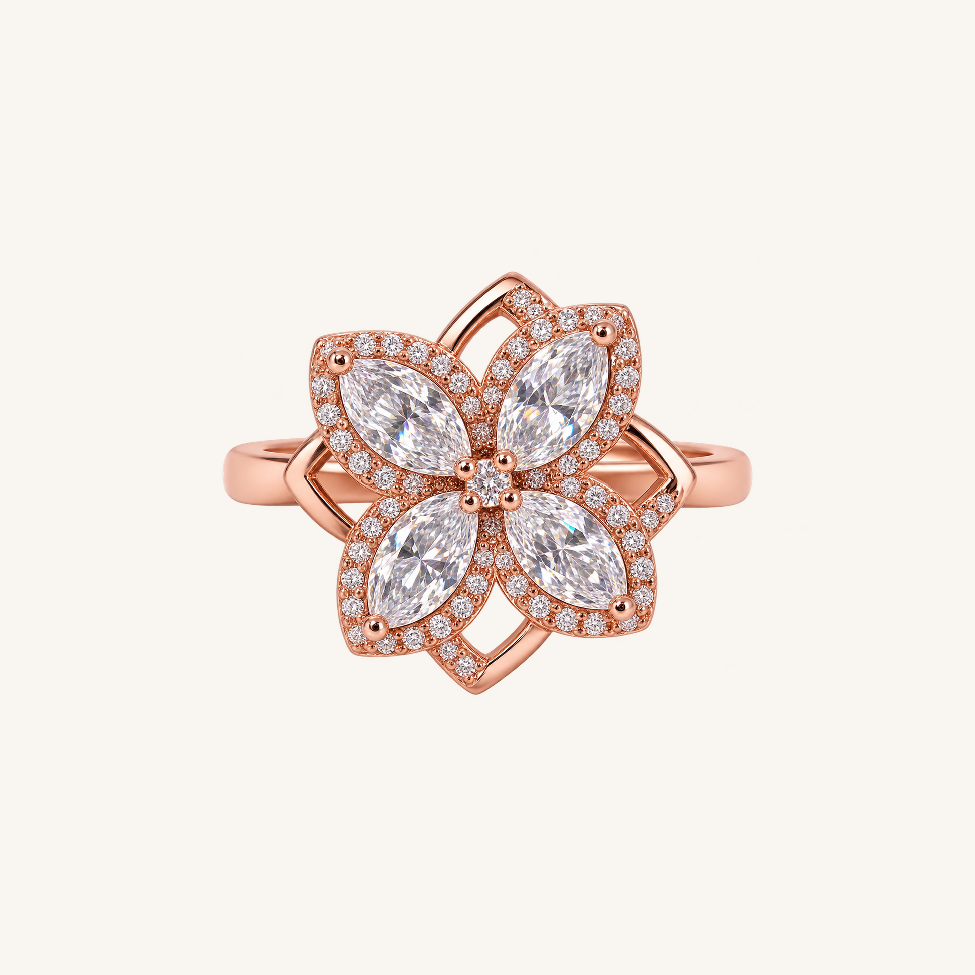Rose Gold Marquise Floral Cluster
