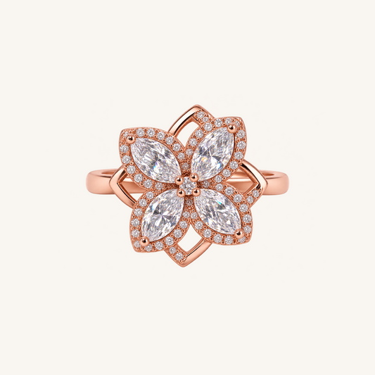 Rose Gold Marquise Floral Cluster