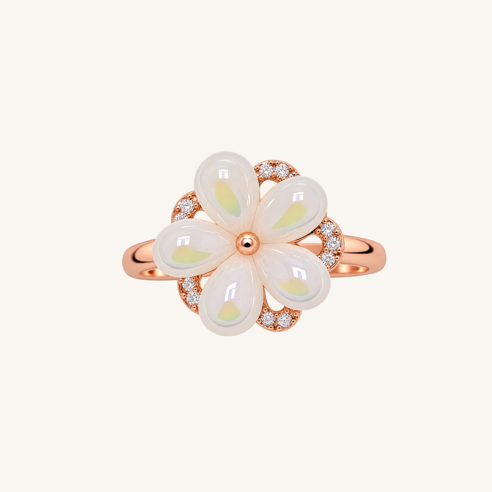 Rose Gold White Petal Floral