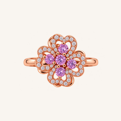 Rose Gold Pink Sapphire Clover