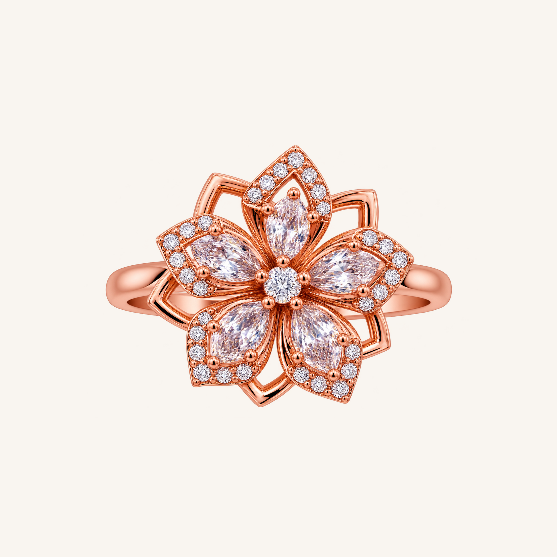 Rose Gold Marquise Petal Floral