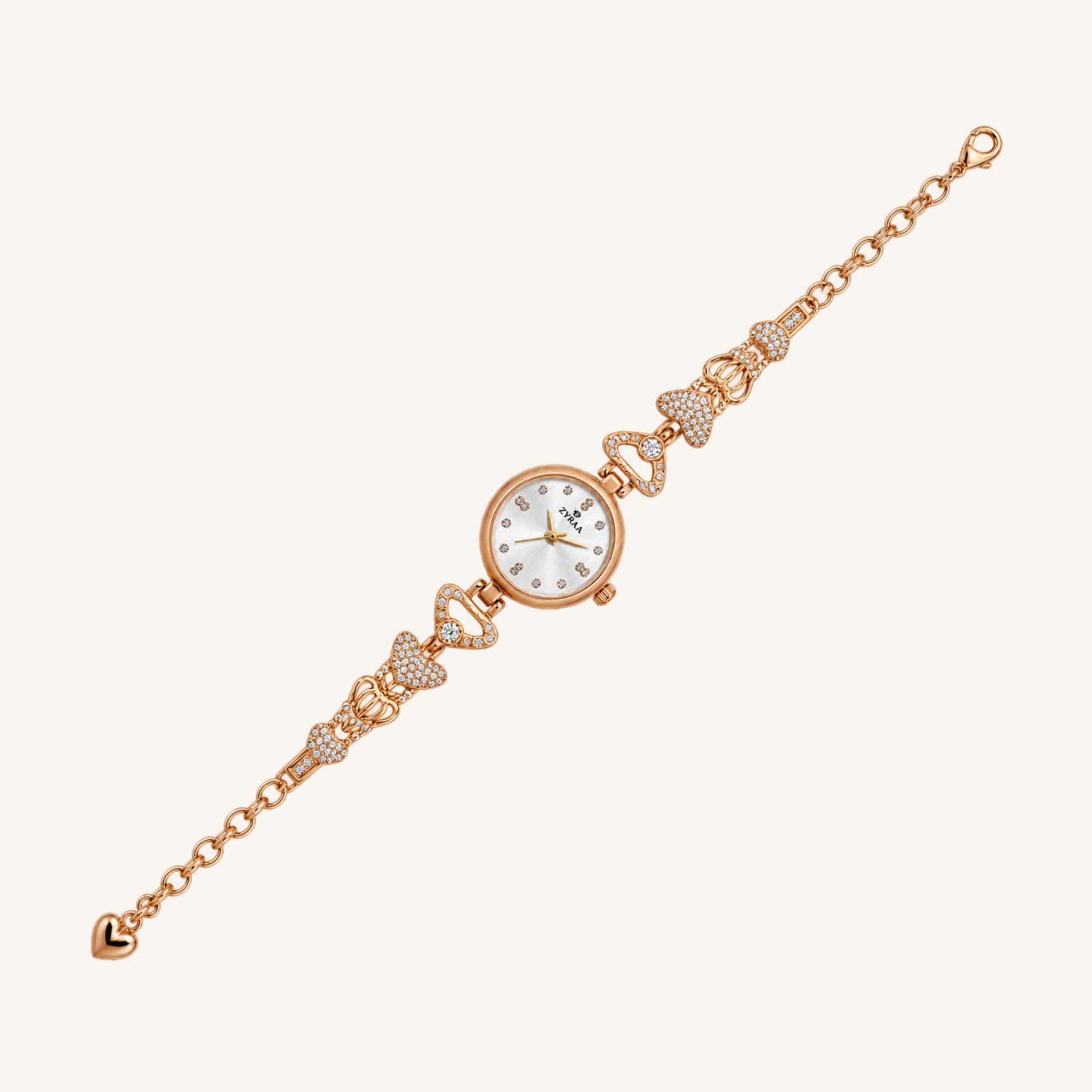 Rose Gold Heart-Link Crystal