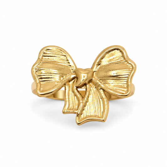 Anovra Golden Bow Statement Ring on clean white background