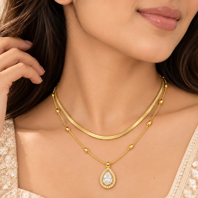 Teardrop Crystal Pendant Necklace