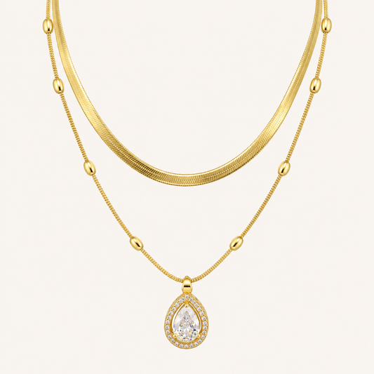 Gold-Tone Crystal Drop Necklace