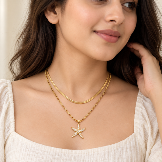 Double-Layer Gold Starfish Necklace